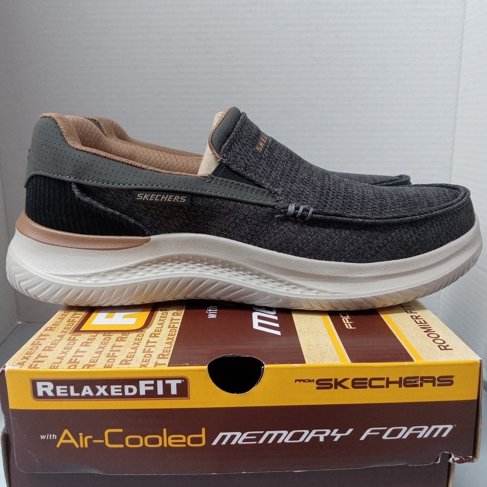 Skechers Hasting Marco Grey Black Slip On Relaxed Memory Foam Shoe Mens 9 205367